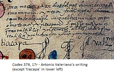 Valeriano's writing in Codex 376