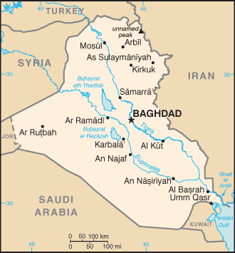 Map of Iraq and its neighbors
